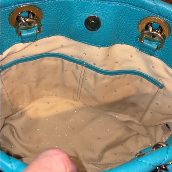 Kate Spade  satchel Crossbody bag Quilted leather Turquoise braided Chain Strap - Picture 16 of 16